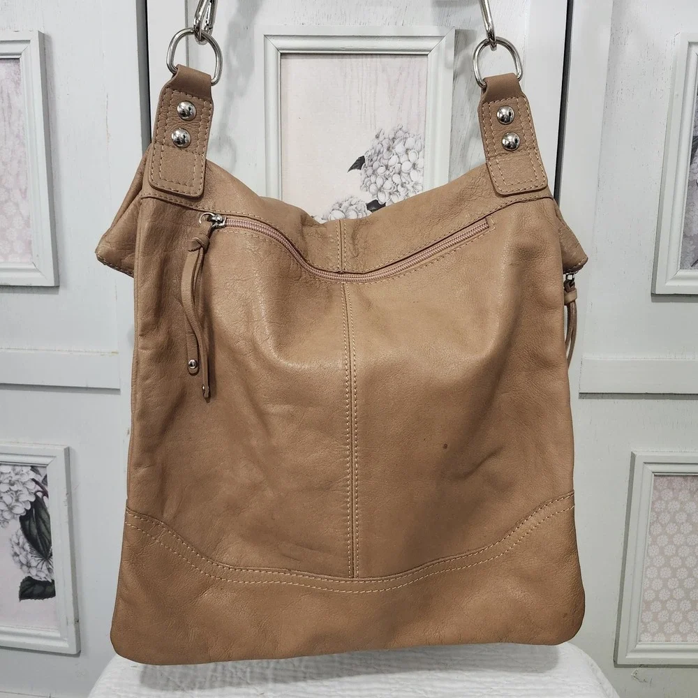Maurizio Taiuti Brown Leather Convertible Foldover Messenger Bag Made In Italy